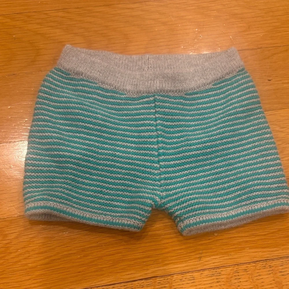 Hanna Andersson Teal and Gray Striped Kids Shorts